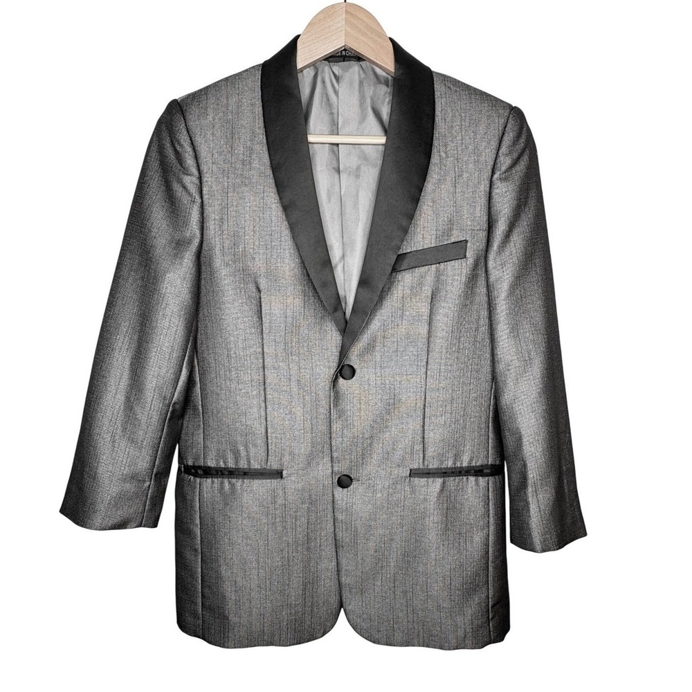 Bocaccio Uomo Boys 18 Grey Tuxedo Jacket Shawl Lapel Formal Wedding Party Blazer